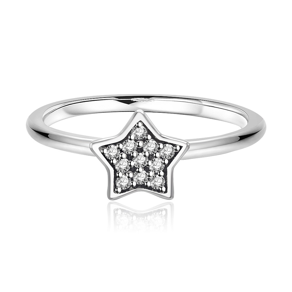 925 Sterling Silver CZ Star Ring